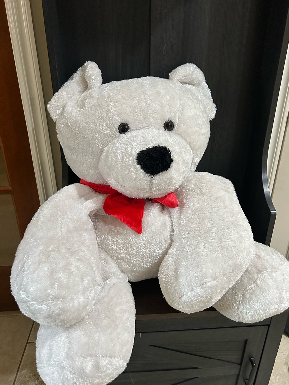 Othr Large White Teddy Bear with Red Bow
